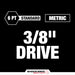 Milwaukee 49-66-7036 SHOCKWAVE Impact Duty 3/8" Drive Metric Standard Socket 6-Piece Set