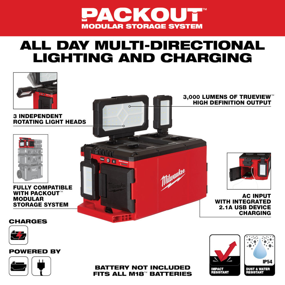 Milwaukee 2357-20 M18 PACKOUT Cordless Lithium-Ion Light/Charger (Tool Only)