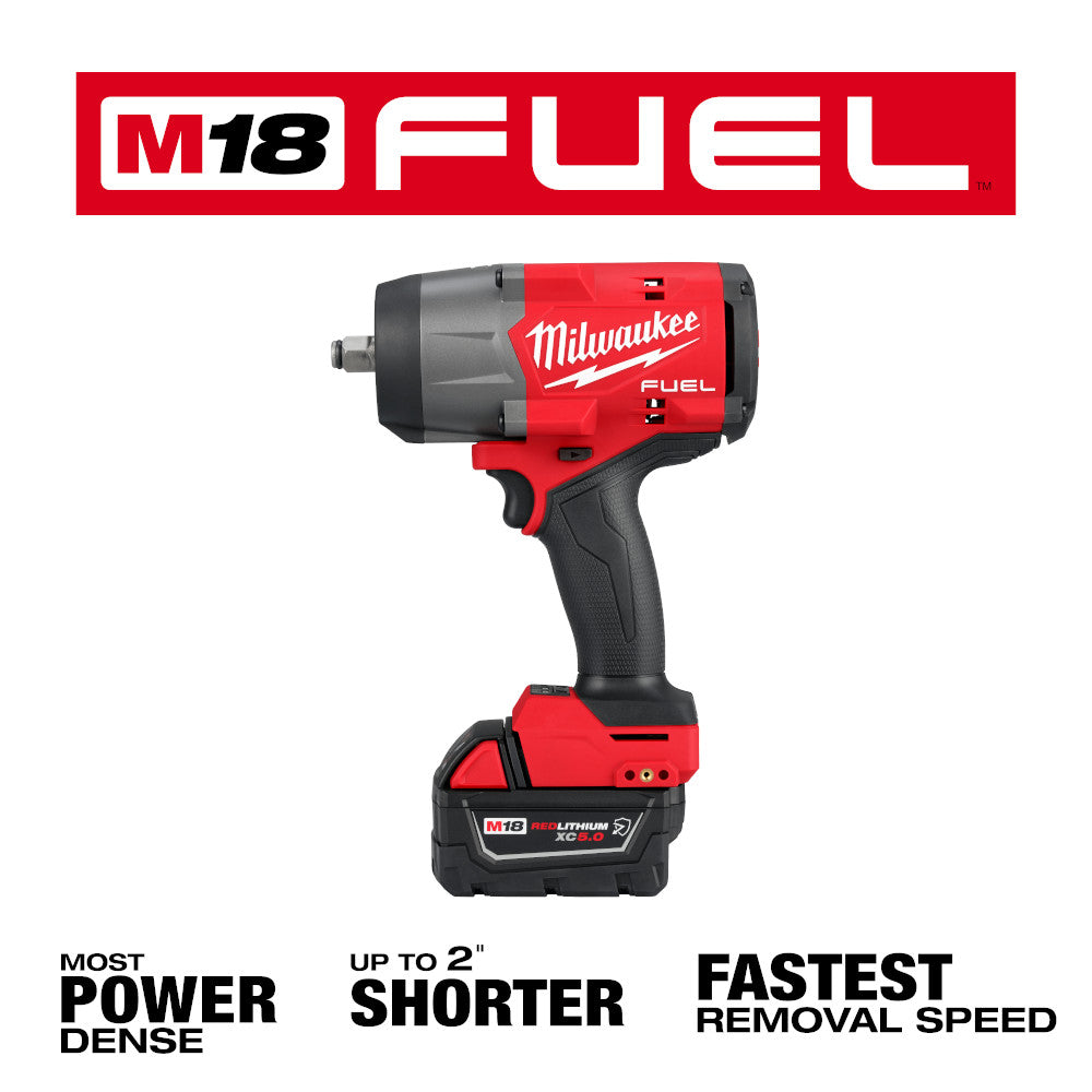 Milwaukee 2967-21B 18V M18 FUEL 1/2" Brushless Cordless High Torque Wrench w/ Friction Ring Kit 5.0 Ah
