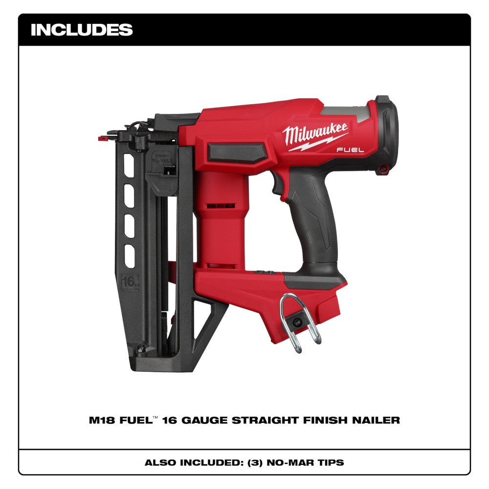 Milwaukee 3020-20 16-Gauge 2-1/2" Cordless M18 FUEL Straight Finish Nailer (Tool Only)