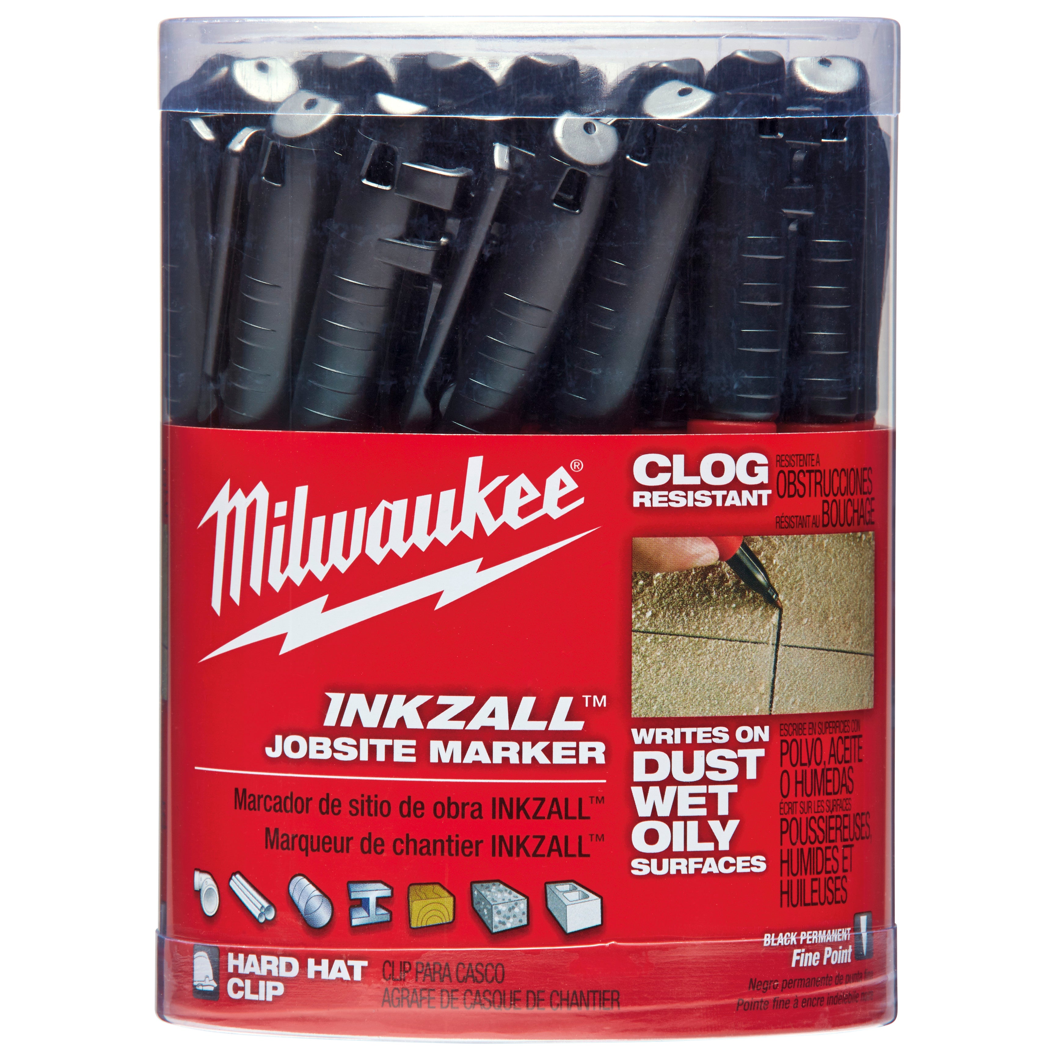 36 Pack of Inkzall Fine Point Black Jobsite Markers.