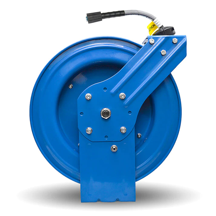 BluBird BluShield PWR1450 1/4" X 50' 4100 PSI Polyester Braided Retractable Pressure Washer Hose Reel