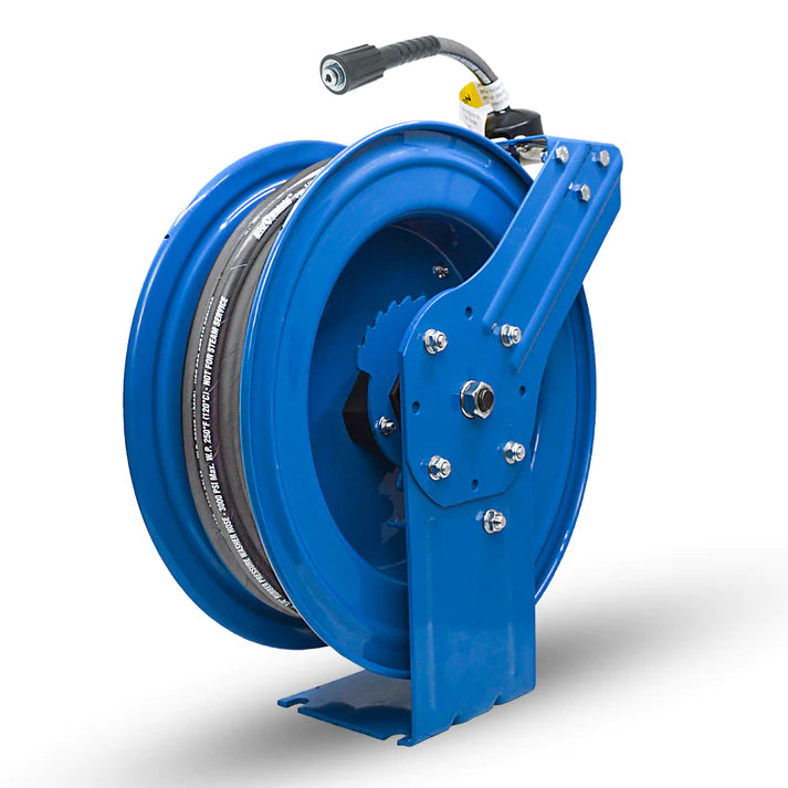 BluBird BluShield PWR1450 1/4" X 50' 4100 PSI Polyester Braided Retractable Pressure Washer Hose Reel
