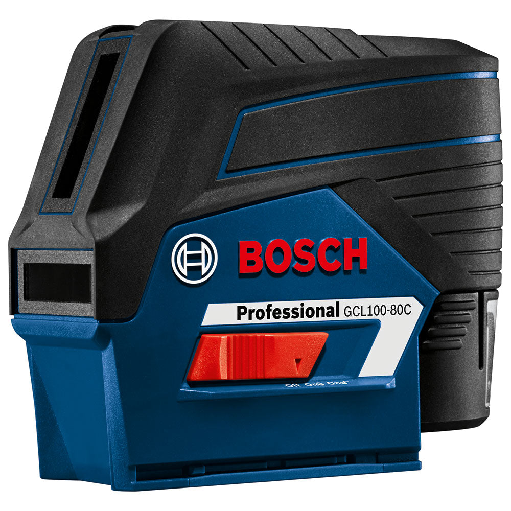 Bosch GCL100-80C 12V Max Lithium-Ion Cordless Connected Red Beam Cross-Line and Plumb Points Self-Leveling Laser Kit 2.0 Ah