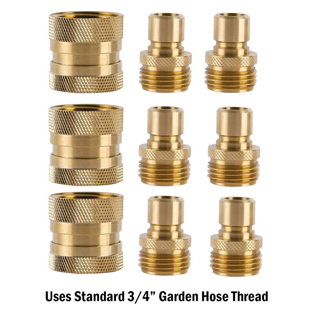 3/4" x 1/2" Garden Hose Heavy Duty Brass Quick-Connect Kit