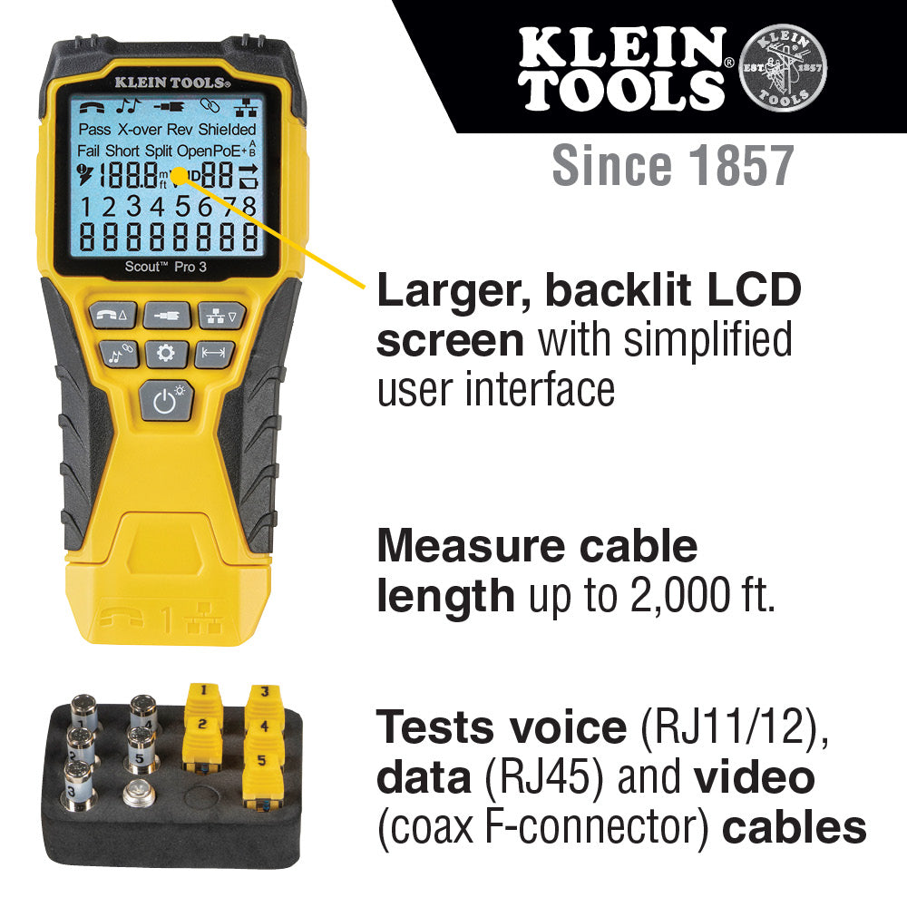 Klein Tools VDV501851 Scout Pro 3 Cable Tester Starter Kit