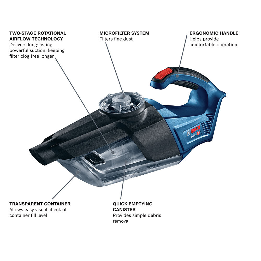 Bosch GAS18V-02N 18V Lithium-Ion Cordless Handheld Vacuum Cleaner (Tool Only)