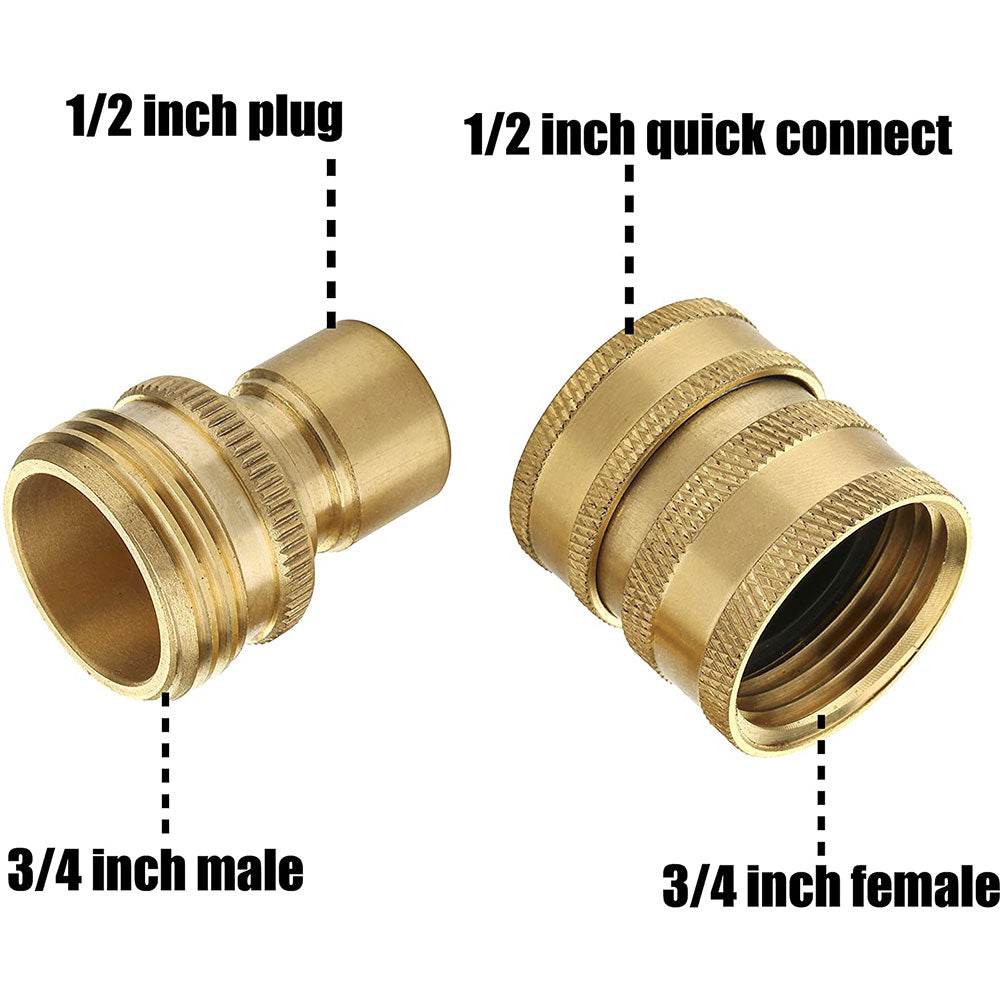 3/4" x 1/2" Garden Hose Heavy Duty Brass Quick-Connect Kit