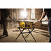 DEWALT DCS7485T1 60V MAX FLEXVOLT Lithium-Ion 8-1/4" Brushless Cordless Table Saw Kit 6.0 Ah showing with optional stand.