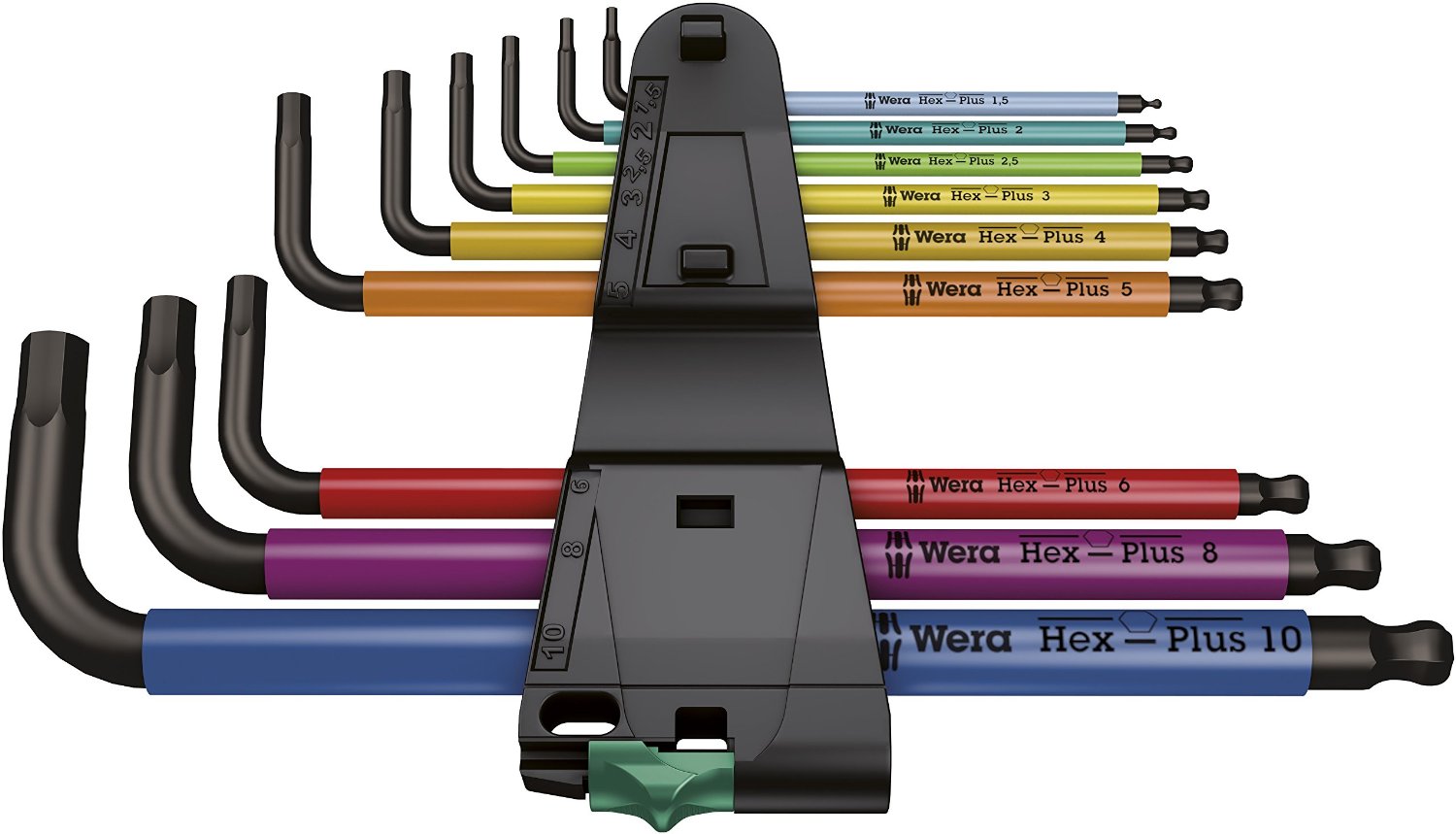Wera 05073593001 9-Piece Hex-Plus Hex Key Set 950 SPKL/9 SM N SB Multi-Color with Ball-End, Metric BlackLaser (Metric)