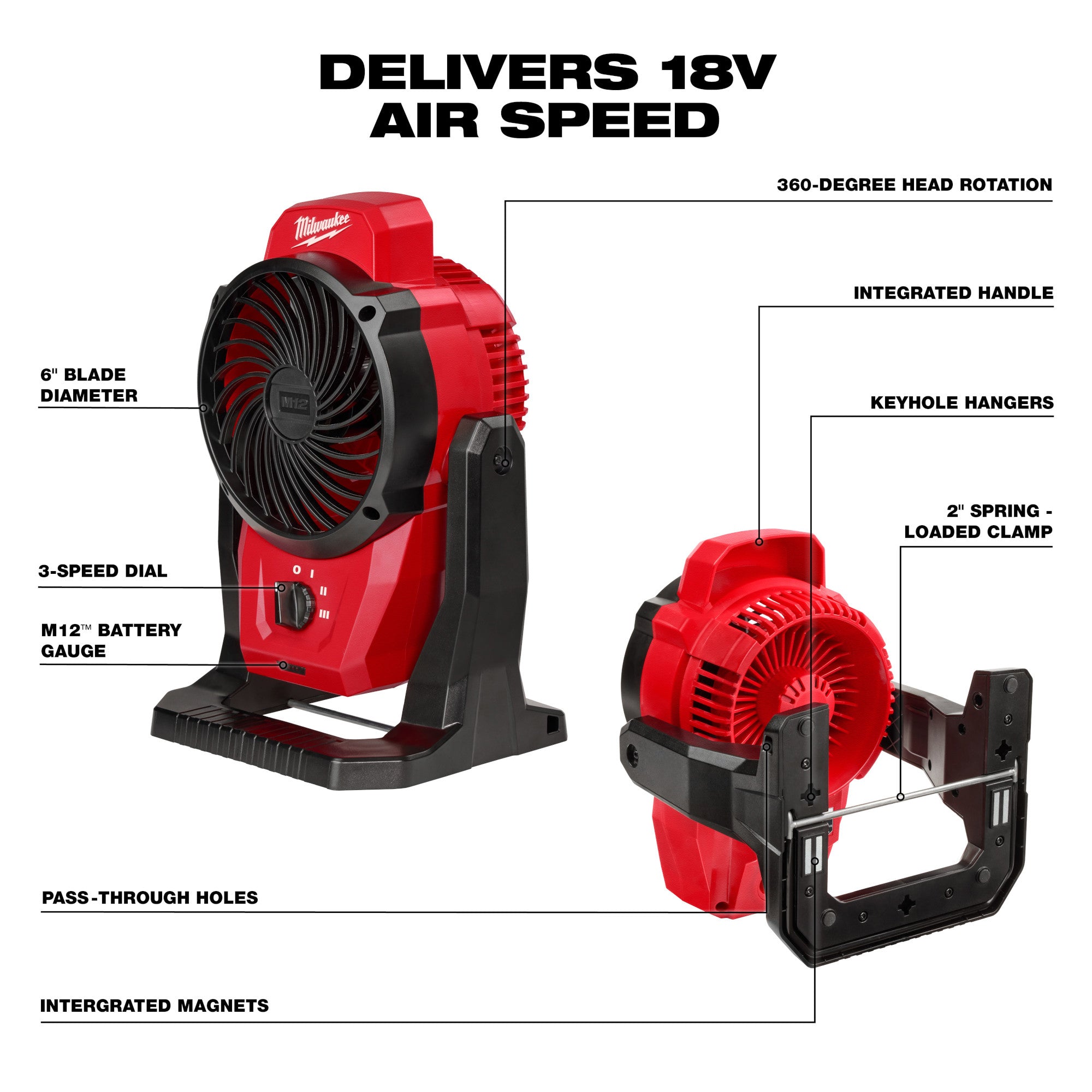12V M12 Lithium-Ion Cordless Mounting Fan (Tool Only)