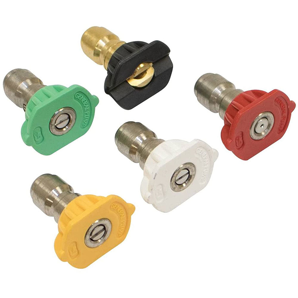 General Pump 105086 (0, 15, 25, 40-Degree and Soap) 5000 PSI #5.0 Quick Connect Pressure Washer Nozzle Kit (5-Pack)