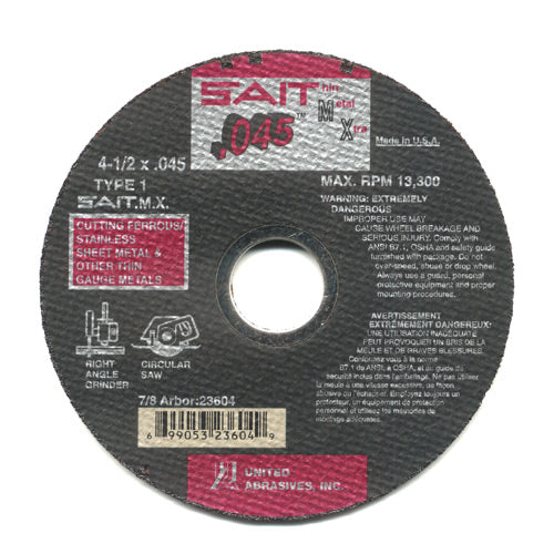 Sait 23604 4-1/2" x 0.45" x 7/8" 1 M.X. Cut-Off Wheel (10pk)