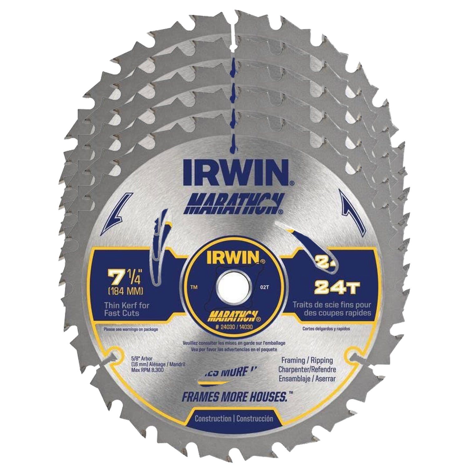Irwin Marathon 24030-5PK 7-1/4" x 24 Tooth Circular Saw Blades (Pack of 5)
