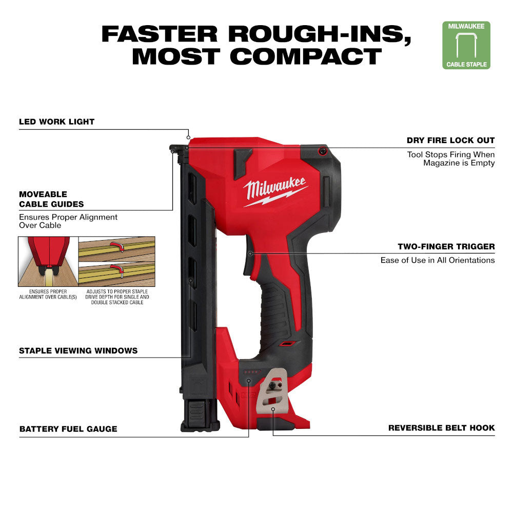 Milwaukee 2448-20 1" Cordless 12V M12 Cable Stapler (Tool Only)