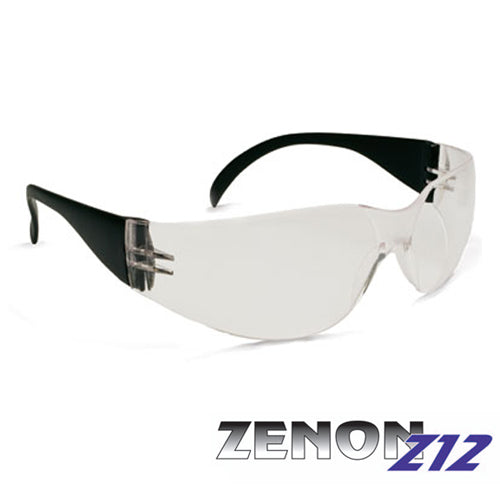 PIP 250-01-0020 Zenon Z12 Rimless Black Temple Safety Glasses with Anti-Scratch/Anti-Fog Coated Clear Lens