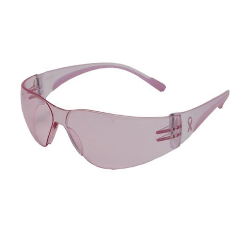 PIP 250-11-0920 Eva Petite Women's Rimless Clear/Pink Temple Safety Glasses with Anti-Scratch/Anit-Fog Coated Clear Lens