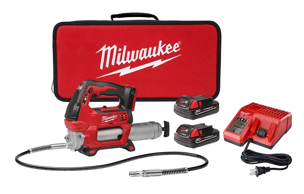 Milwaukee 2646-22CT M18 18V Cordless 2-Speed Grease Gun Kit with 2 CT Batteries 