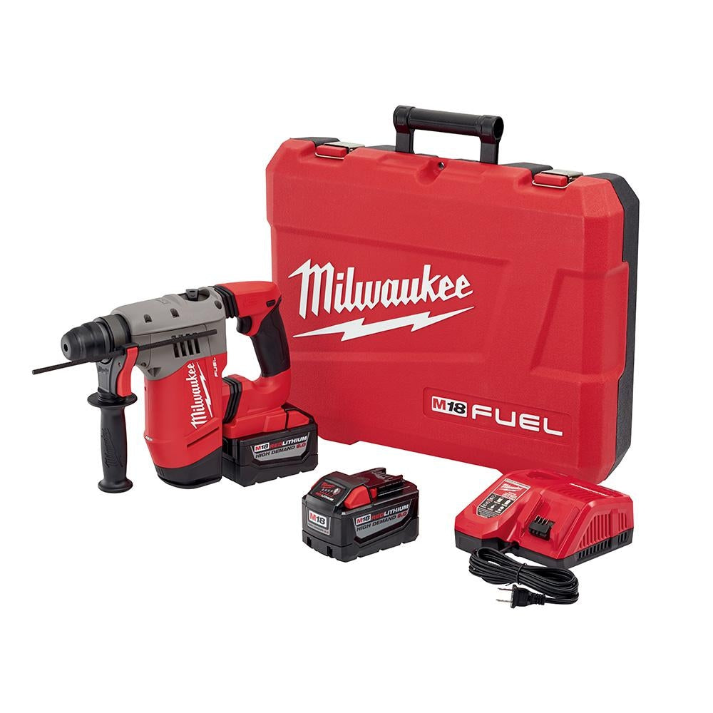 Milwaukee 2715-22HD 18V M18 FUEL Lithium-Ion Brushless Cordless 1-1/8” SDS-Plus Rotary Hammer High Demand Kit 9.0 Ah