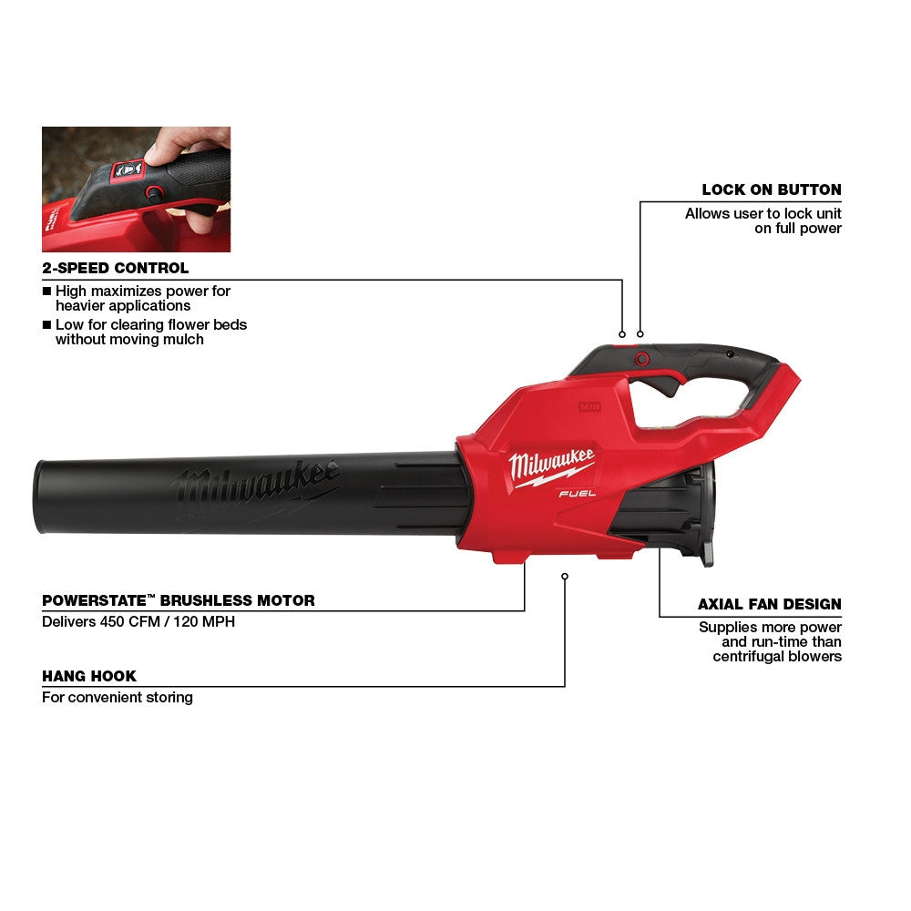 Milwaukee 2727-21HDP M18 18V FUEL Lithium-Ion Brushless Cordless 2-Tool Combo Kit with 16" Chainsaw and Handheld Blower 12.0 Ah