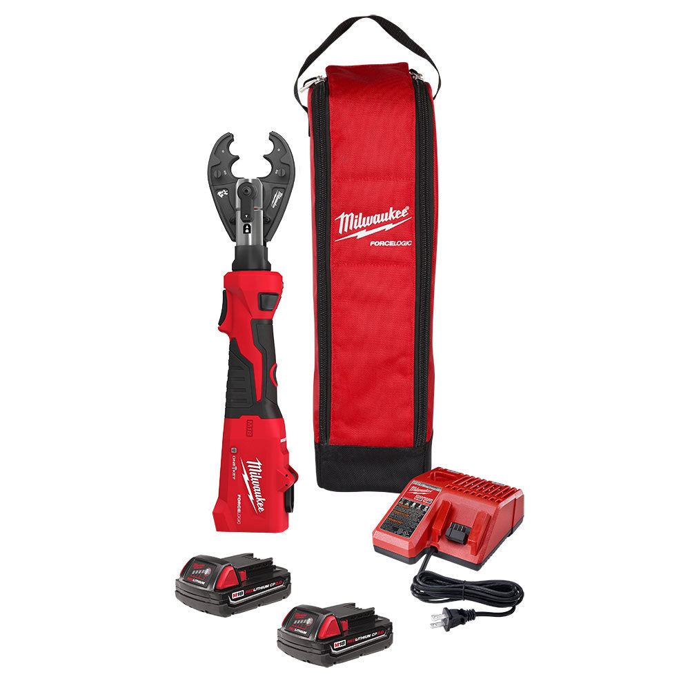 Milwaukee 2978-22O 18V M18 Lithium-Ion Cordless FORCE LOGIC 6-Ton Utility Crimping Kit with O-D3 Jaw 2.0 Ah