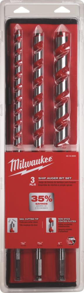 Milwaukee 48-13-3000 18" Ship Auger Bit Set (3-Pieces)