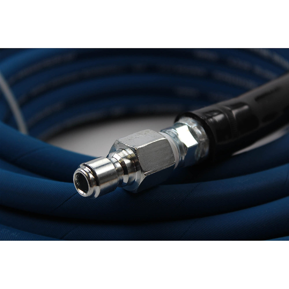Interchange Brands 3646-QC 3/8" x 50' 4000 PSI Quick-Connect Blue Wrapped Cover Non-Marking Pressure Washer Hose