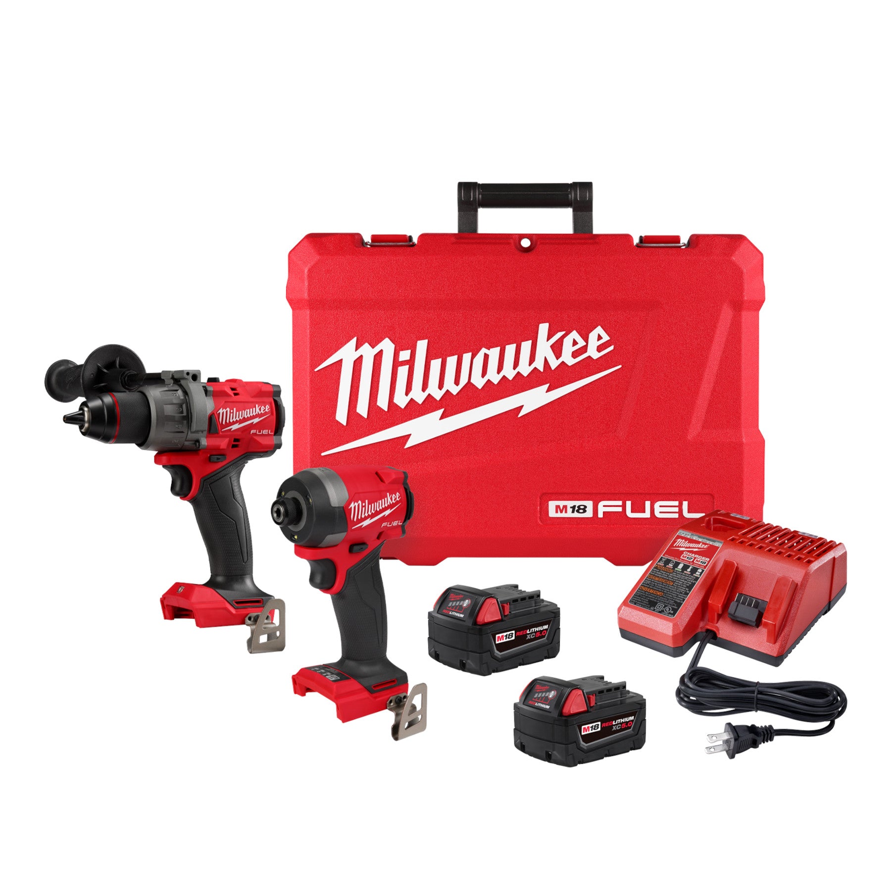 Milwaukee 3697-22 18V M18 Fuel Lithium-Ion Brushless Cordless 2-Tool Combo Kit with 1/2" Hammer Drill and 1/4" Hex Impact Drive