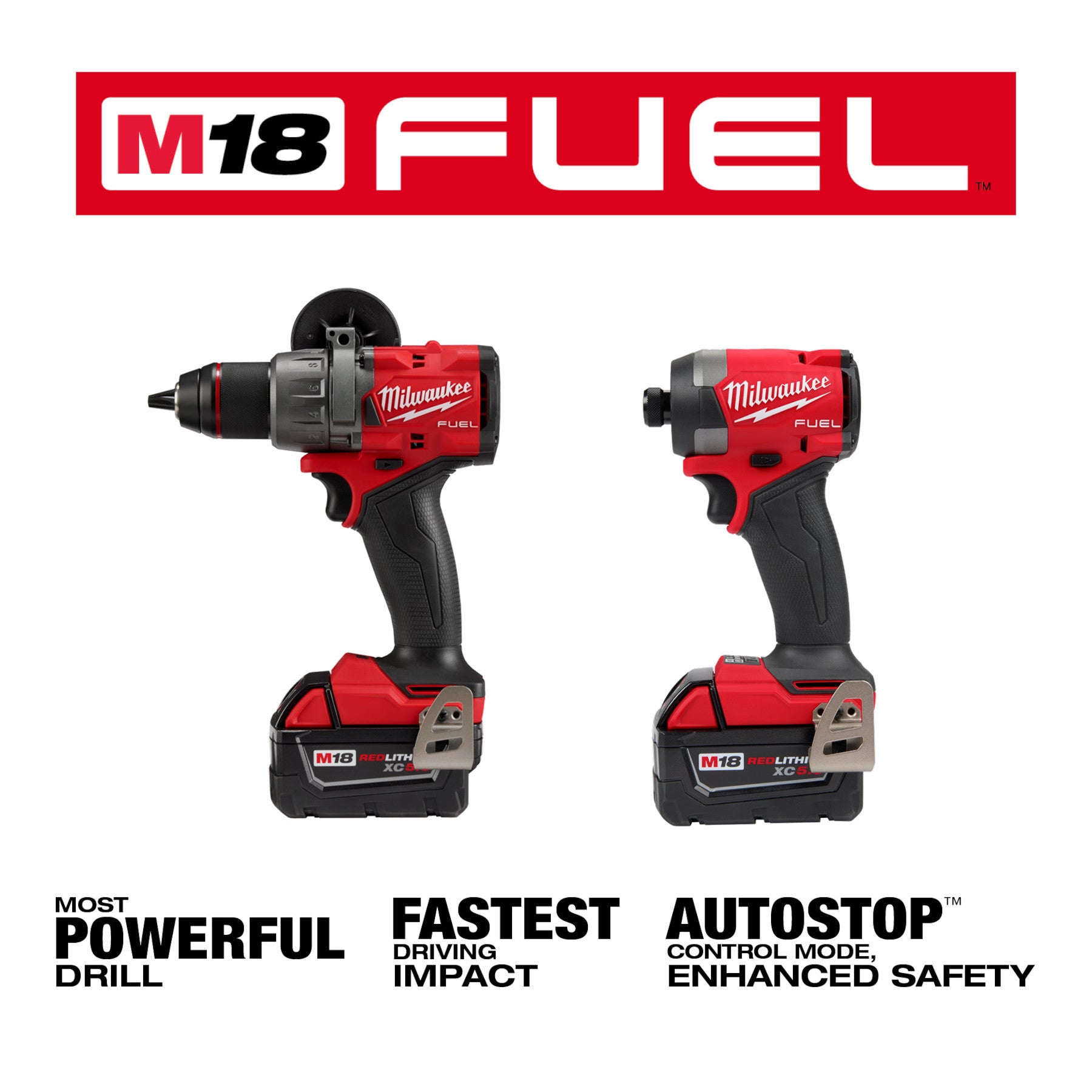 Milwaukee 3697-22 18V M18 Fuel Lithium-Ion Brushless Cordless 2-Tool Combo Kit with 1/2" Hammer Drill and 1/4" Hex Impact Drive