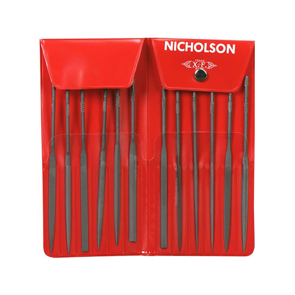 Crescent Nicholson 37392 5-1/2" Round Handle Needle File, Cut No. 0, 12 Assorted Files 