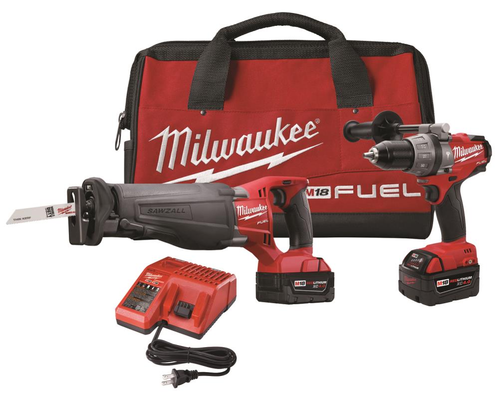 Milwaukee 2794-22 18V M18 Lithium-Ion Cordless 2-Tool Combo Kit with 1/2" Hammer Drill/Driver and Sawzall Reciprocating Saw 1.5 Ah