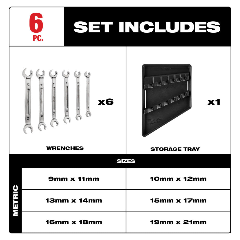 Milwaukee 48-22-9471 6-Piece Double End Flare Nut Wrench Set (Metric)