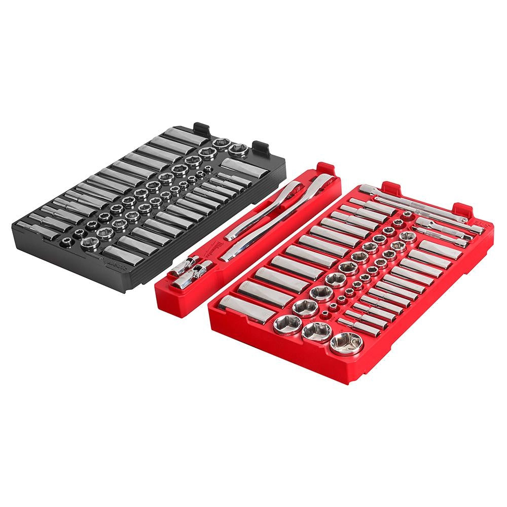 Milwaukee 48-22-9486 1/4" & 3/8” Drive 106pc Ratchet & Socket Set with PACKOUT Low-Profile Organizer - SAE & Metric