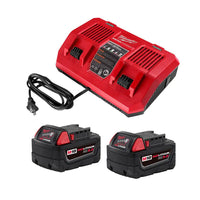 M18 18V Lithium-Ion Starter Kit with Two XC 5.0 Ah Battery Packs and Dual Bay Rapid Charger