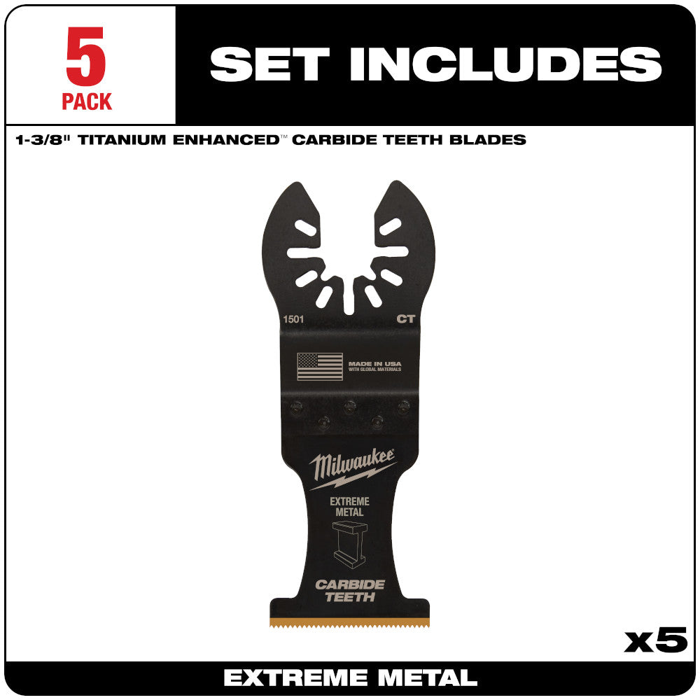 Milwaukee 49-25-1505 Open-Lok 1-3/8" Titanium Enhanced Carbide Teeth Metal Blade (Pack of 5)