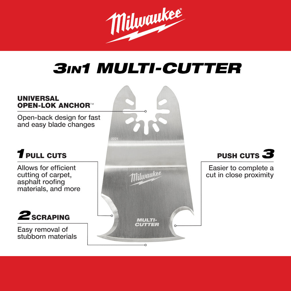 Milwaukee 49-25-2221 Open-Lok 3-In-1 Multi-Cutter Scraper Blade