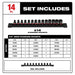 Milwaukee 49-66-7007 14-Piece SHOCKWAVE Impact Duty 3/8" Drive Metric Standard 6 Point Socket Set