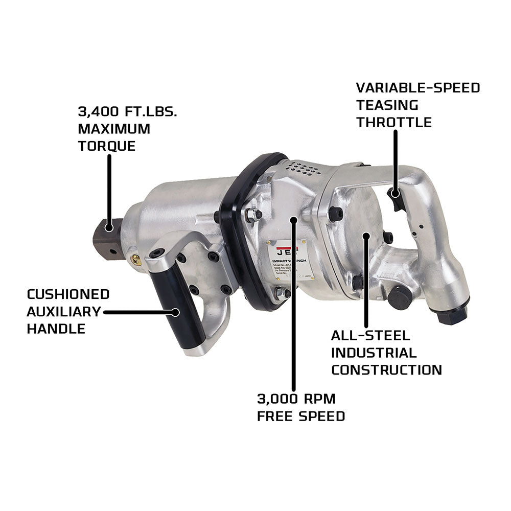 Jet 505955 1-1/2 In. Square Drive Impact Wrench, D-Handle