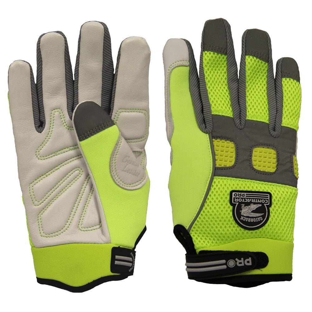 Gatorback 635-L High Visibility Goat Skin Leather Duragrip Work Gloves (Large)  