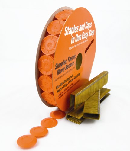 Paslode 650597 FasCaps Plastic Caps & 18 Gauge 1-1/2" Leg  x 3/8" Crown Staples (Box of 1,440)