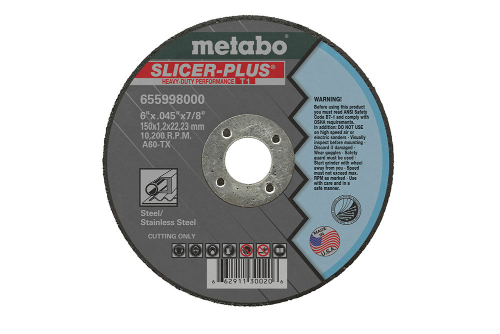 Metabo 655997000-10PK 4.5" x .045" x 7/8" A60TX Slicer+ Cutting Wheel T1 (10pk)