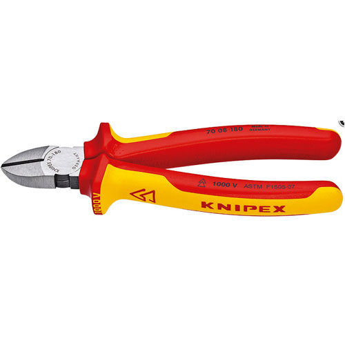 Knipex 70-08-180 SBA 7-1/4" Diagonal Cutters insulated with multi-component grips, VDE-tested