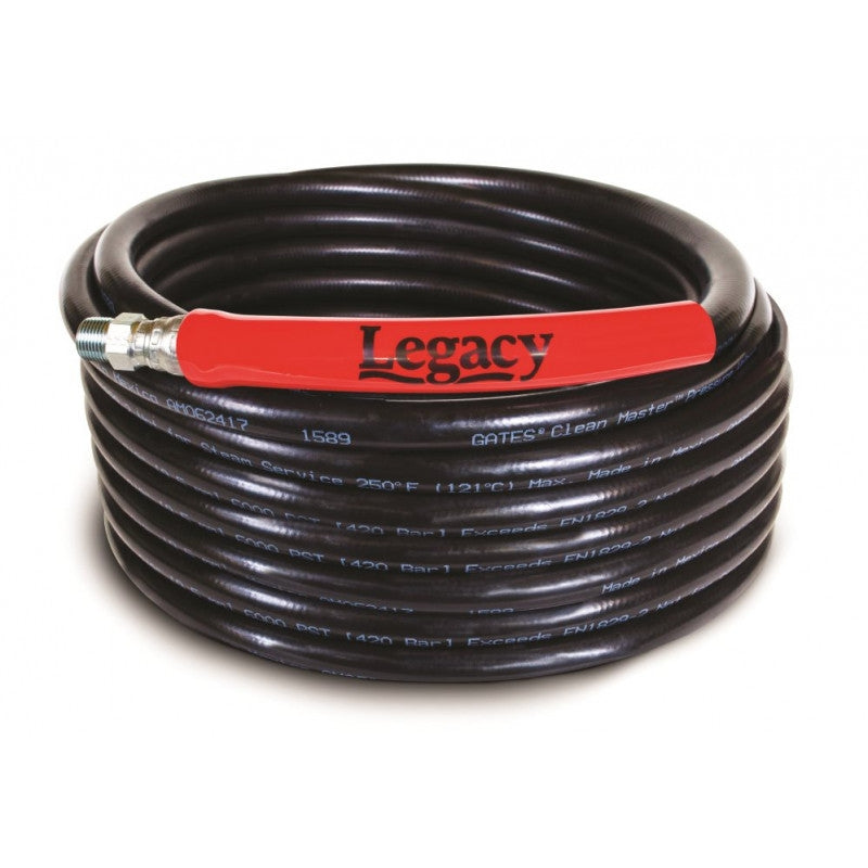 Legacy 8.925-229.0 3/8" x 100' 6000 PSI Threaded Black Double Wire Braid Pressure Washer Hose