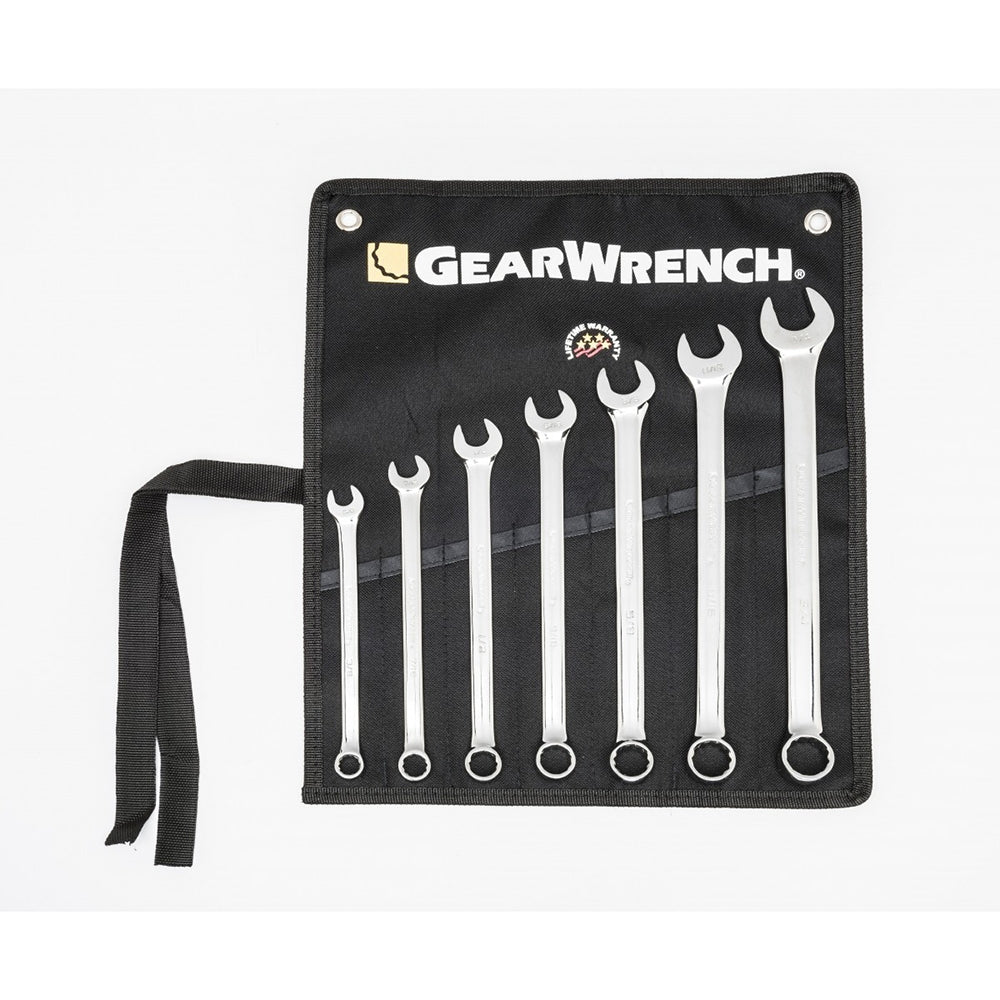 GearWrench 81933 Combination Wrench, 7 Pc. 12 Point Long Pattern SAE