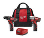 Milwaukee 2494-22 12V M12 Lithium-Ion Cordless 2-Tool Combo Kit with 3/8" Drill/Driver and 1/4" Hex Impact Driver 1.5 Ah