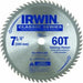 Irwin Industrial Tools 15530ZR 7-1/4" x 60 TPI Saw Blade