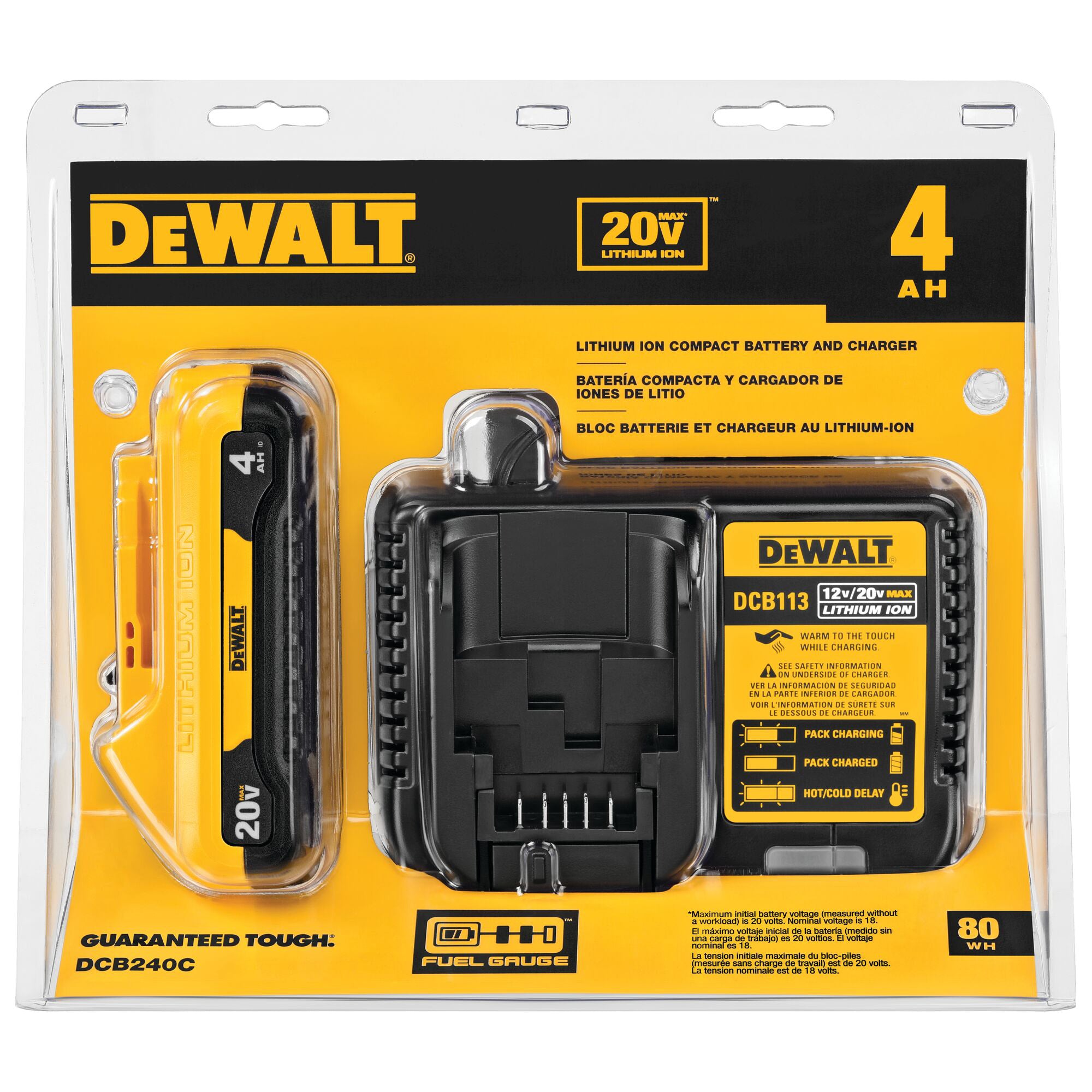 Dewalt DCB240C 20V MAX Compact 4Ah Battery Starter Kit —
