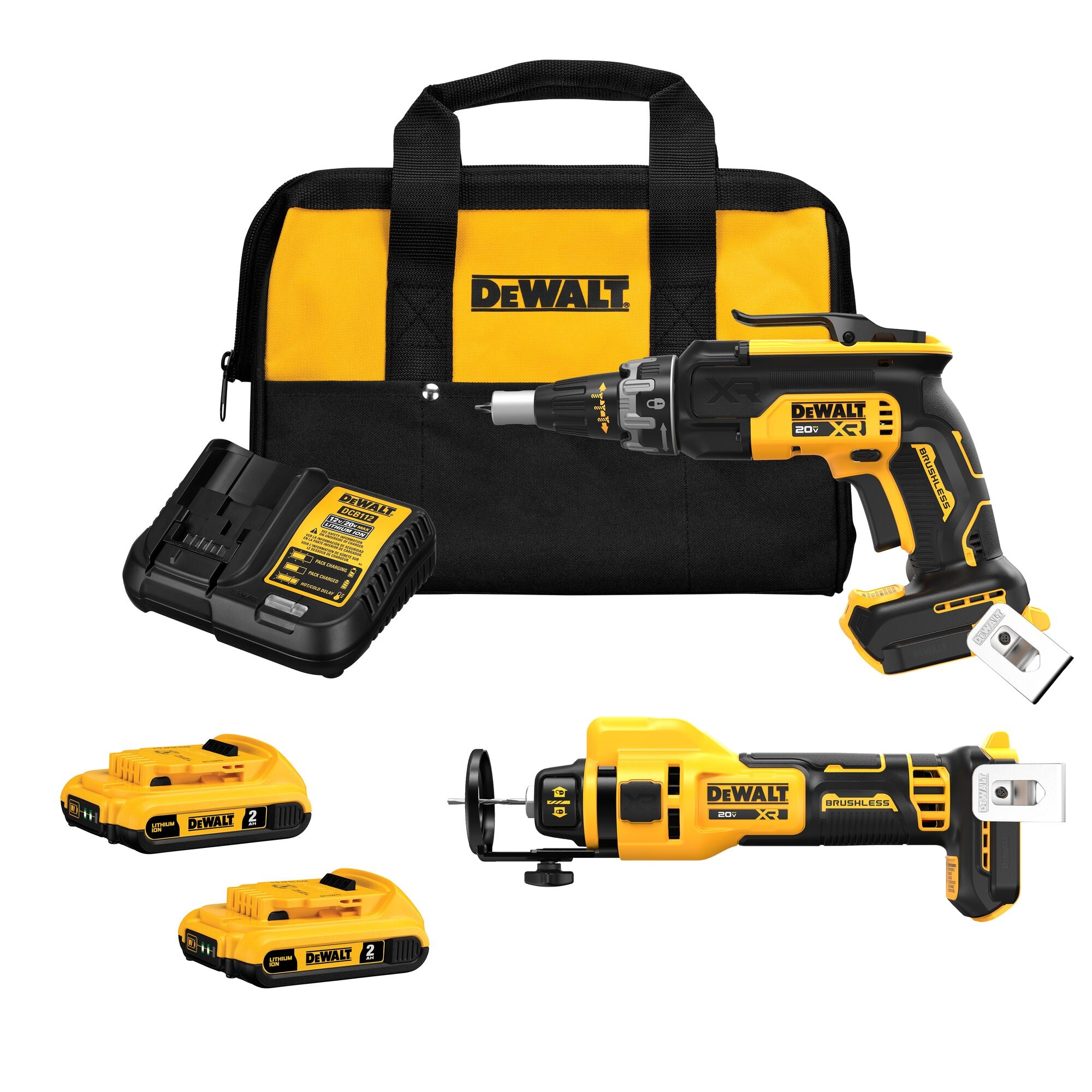 DEWALT DCK265D2 20V MAX XR Lithium-Ion Brushless Cordless 2-Tool Combo Kit w/ Screwgun and Cut-Out Tool 2.0 Ah