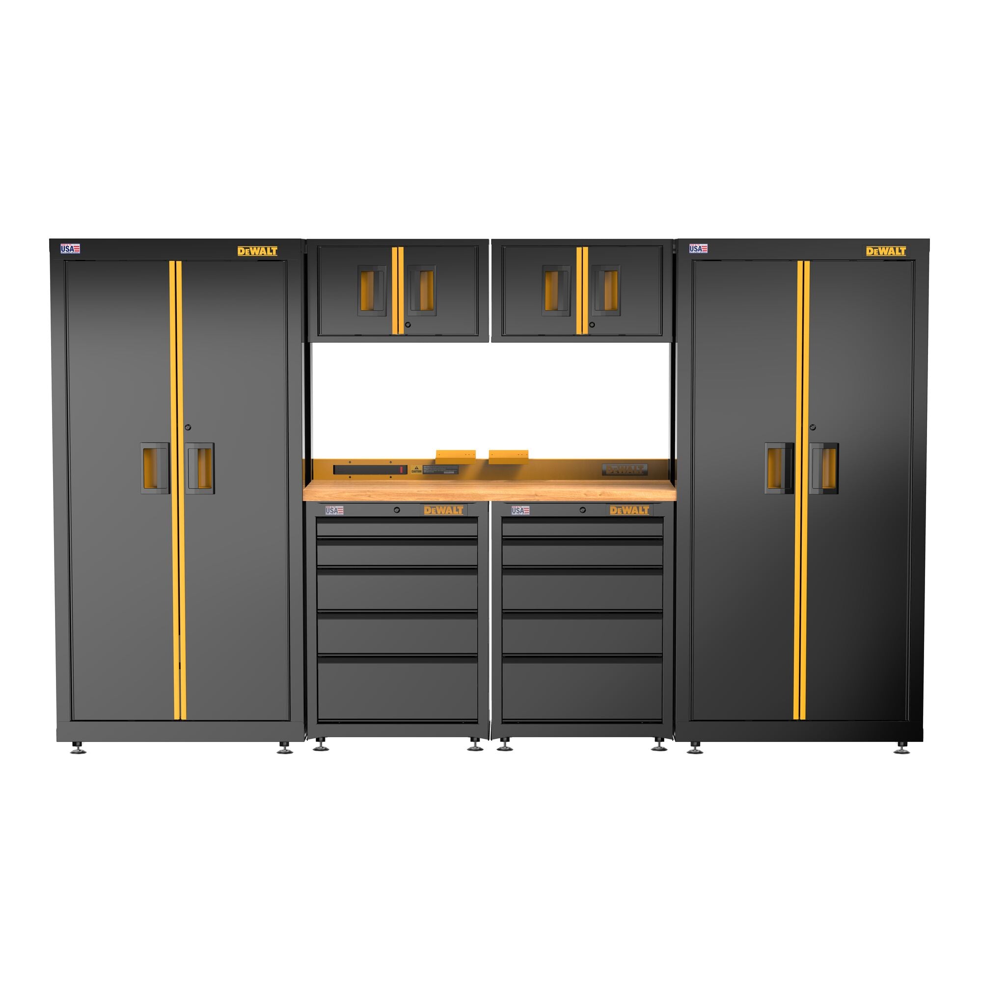DEWALT DWST27301 Welded Storage Suite: 63"  Wide, 4 Piece Suite with 5-Drawer Base Cabinet and Wood Top