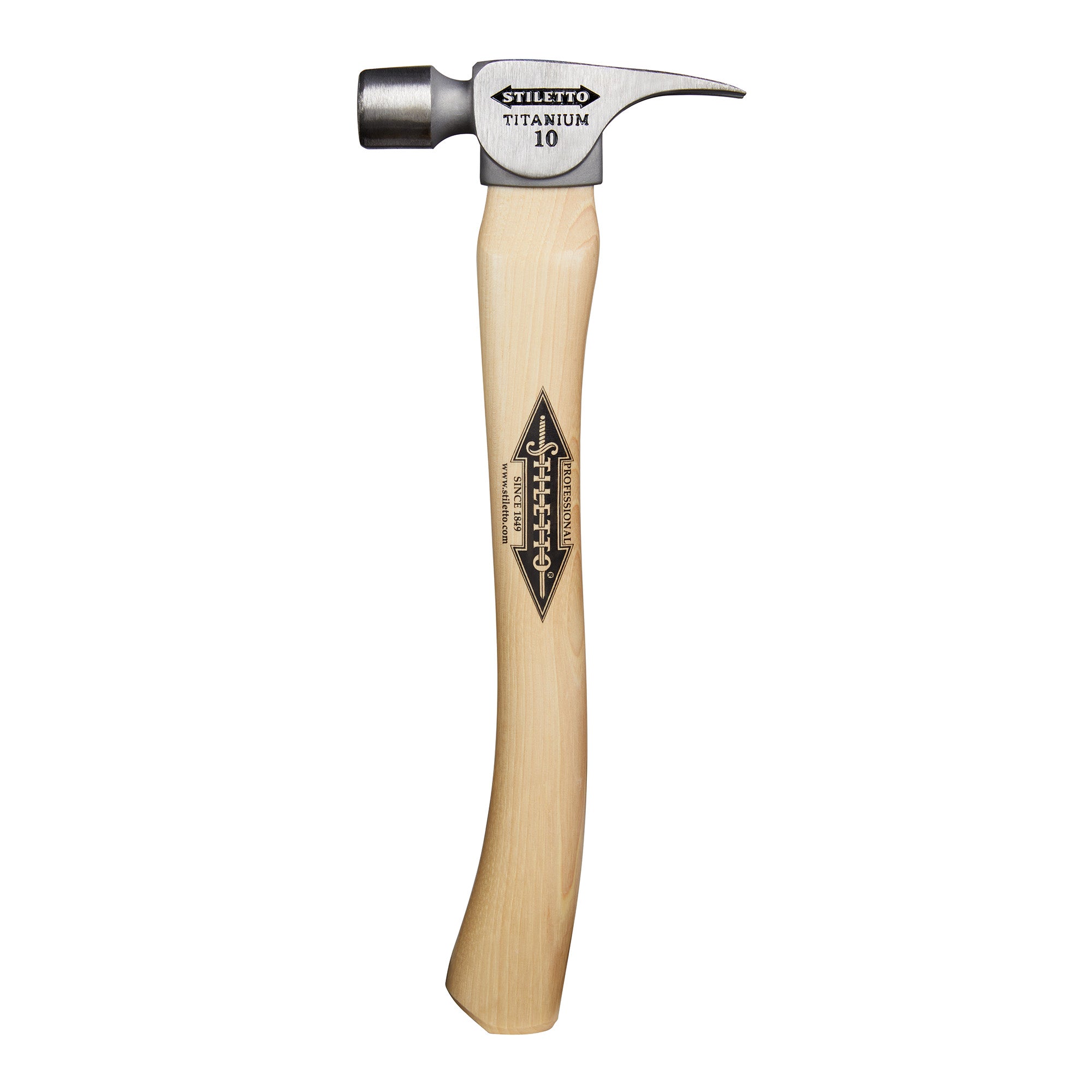14-1/2" Hickory Straight Handle 10 oz. Titanium Head Smooth Round Face Straight Claw Finish Hammer